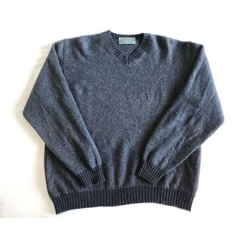 ​Dalmine Men's Luxury Italian Wool Cashmere Sweater Charcoal Blue Size Large EUC